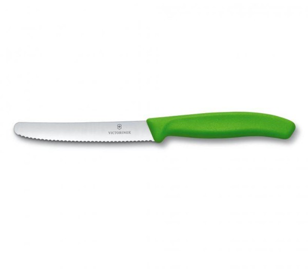 Victorinox Classic Tomaten- und Tafelmesser, Wellenschliff, Klinge 11 cm, grün 6.7836.L114