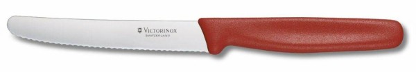 Victorinox Swiss Standard Tomaten- und Tafelmesser, rot, Wellenschliff, 11 cm, 5.0831