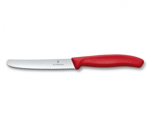 Victorinox Swiss Classic Tomaten- und Tafelmesser, Wellenschliff, Klinge 11 cm, Rot 6.7831