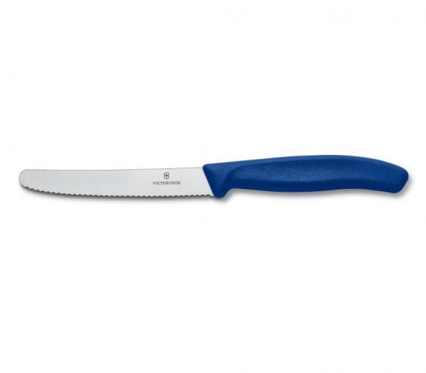 Victorinox Classic Tomaten- und Tafelmesser, Wellenschliff, Klinge 11 cm, Blau 6.7832