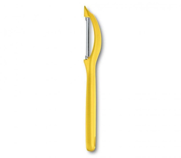 Victorinox Swiss Küchenutensilien, Universalschäler, gelb, rostfreie Pendelklinge, Zackenschliff, zweischneidig, 7.6075.8