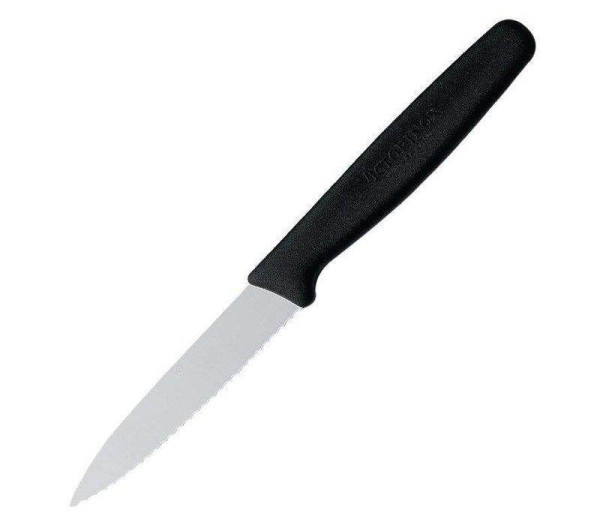 Victorinox Swiss Standard Gemüsemesser & Obstmesser, schwarz, mittelspitz, wellenschliff, 8 cm, 5.06