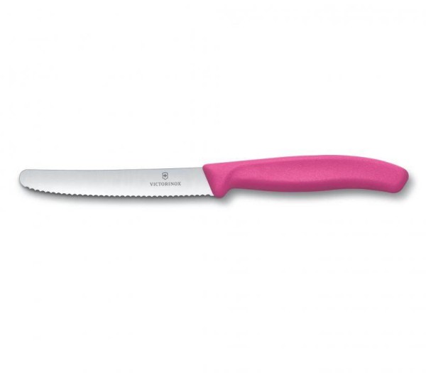 Victorinox Classic Tomaten- und Tafelmesser, Wellenschliff, Klinge 11 cm,pink 6.7836.L115