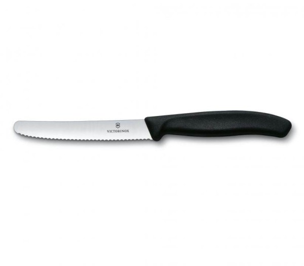 Victorinox Swiss Classic Tomaten- und Tafelmesser, Wellenschliff, Klinge 11 cm, schwarz 6.7833