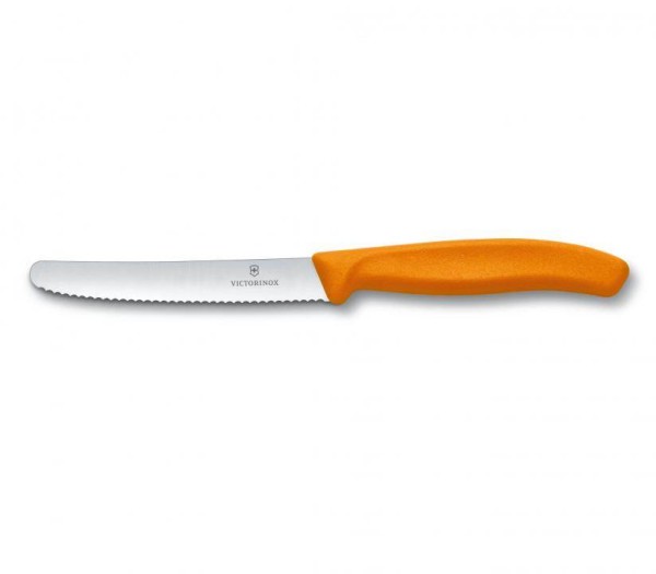 Victorinox Classic Tomaten- und Tafelmesser, Wellenschliff, Klinge 11 cm, orange 6.7836.L119