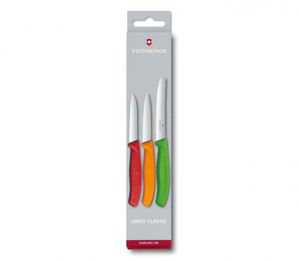 Victorinox Swiss Classic, Gemüsemesser-SET, 3-Teilig, hellgrün orange rot, 6.7116.32